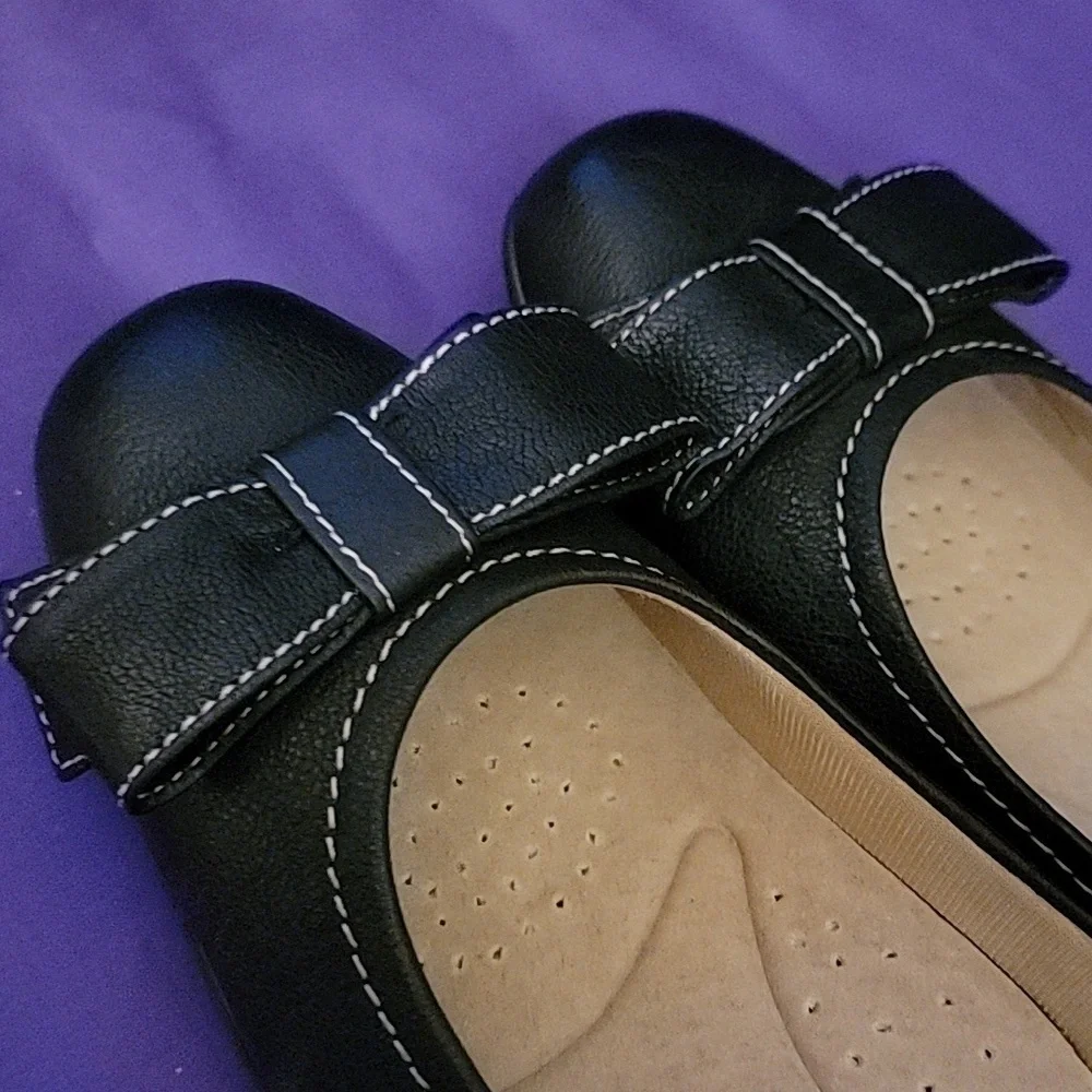 COPY - Trotters Black Leather Wedge